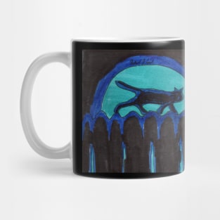 Cat Silhouette in the Blue Moon Mug